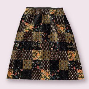 Vintage Patchwork Velvet Skirt! Waist 30"